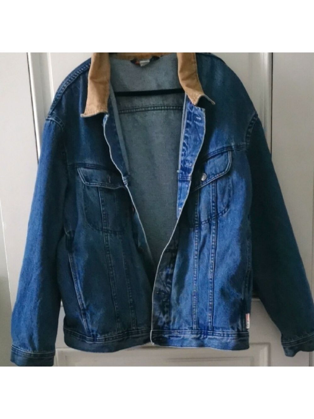 Mens WorkKing vintage denim barn farm jacket with corduroycollar. Size 2XL. EUC.
